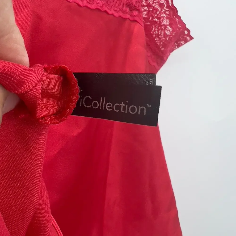 Nordstrom Red Satin Matching Pajama Lingerie Sexy Shorts Tank Set S Small - Picture 5 of 10